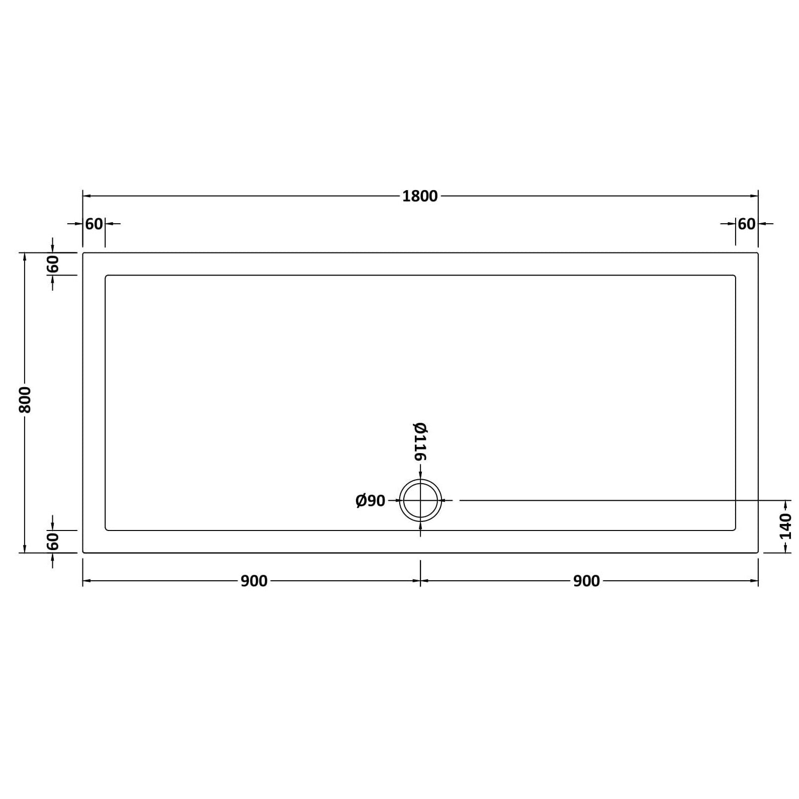 Bibe Slimline Rectangular Shower Tray - Gloss White