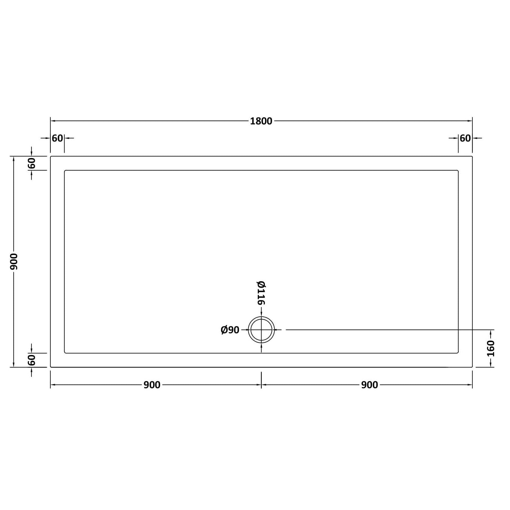 Bibe Slimline Rectangular Shower Tray - Gloss White