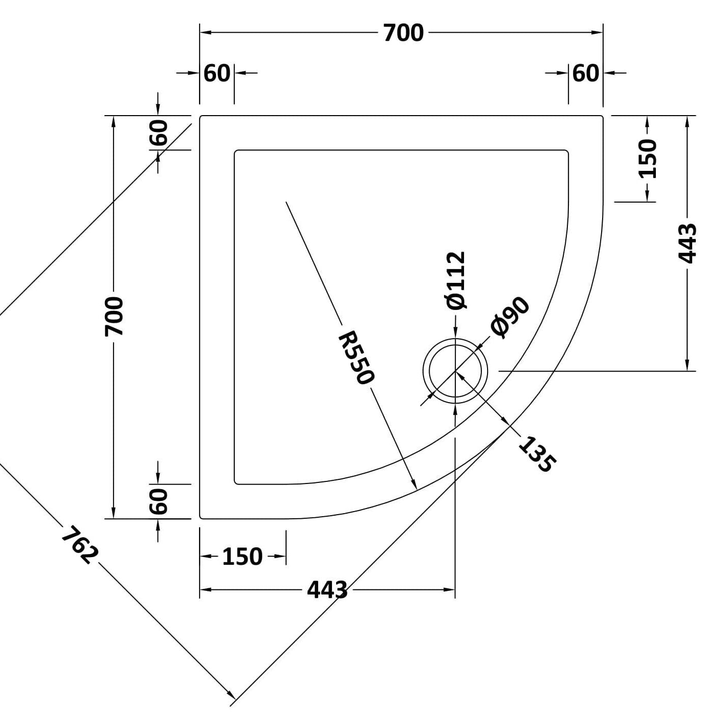 Alex Slimline Quadrant Shower Tray