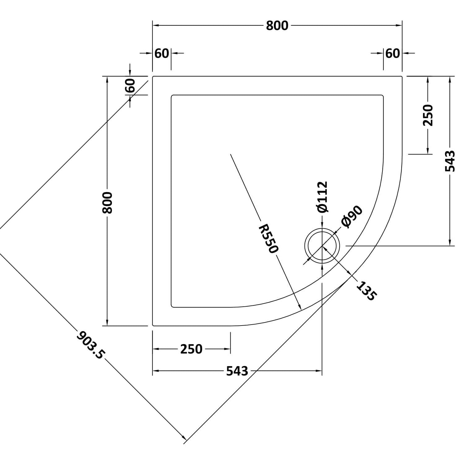 Alex Slimline Quadrant Shower Tray