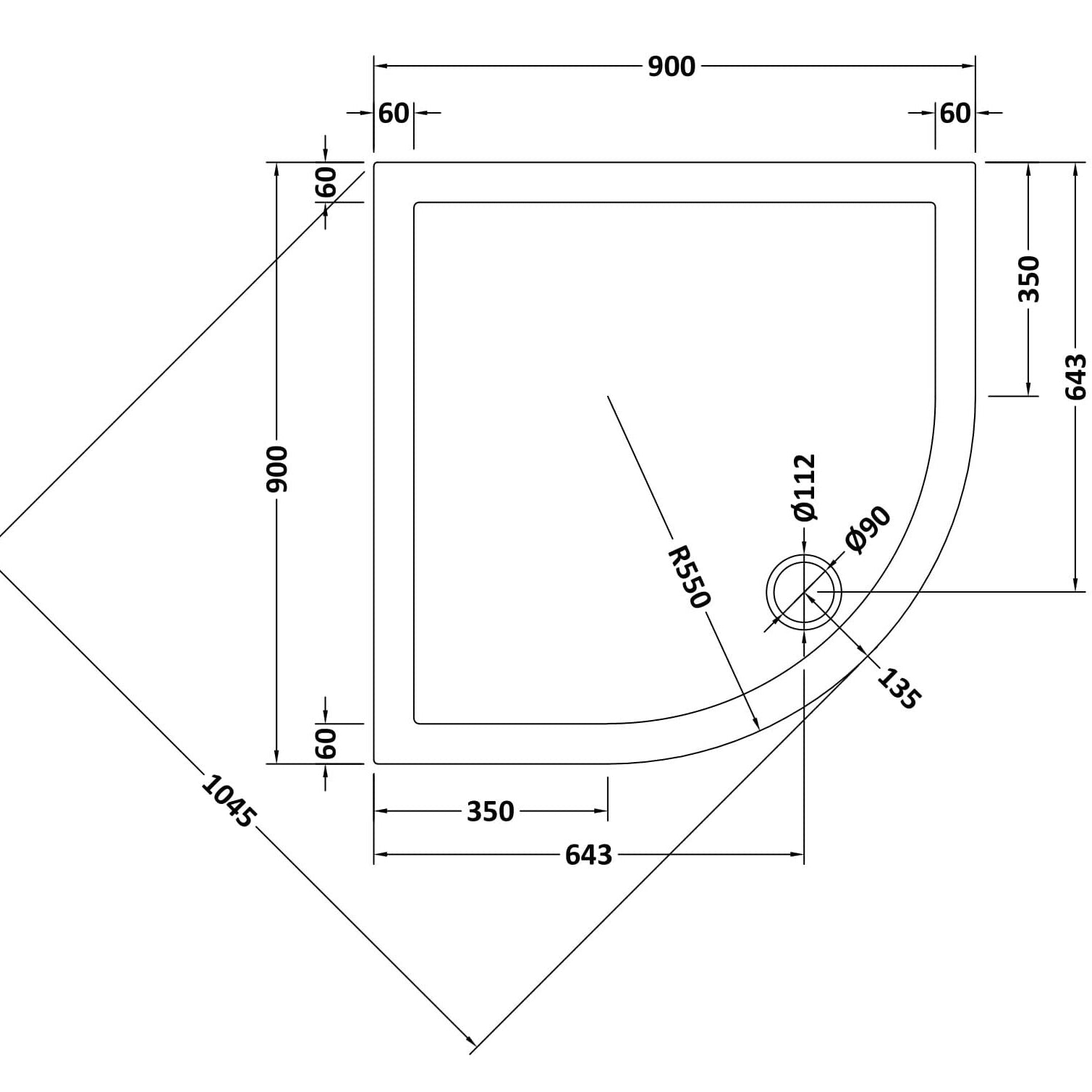 Alex Slimline Quadrant Shower Tray
