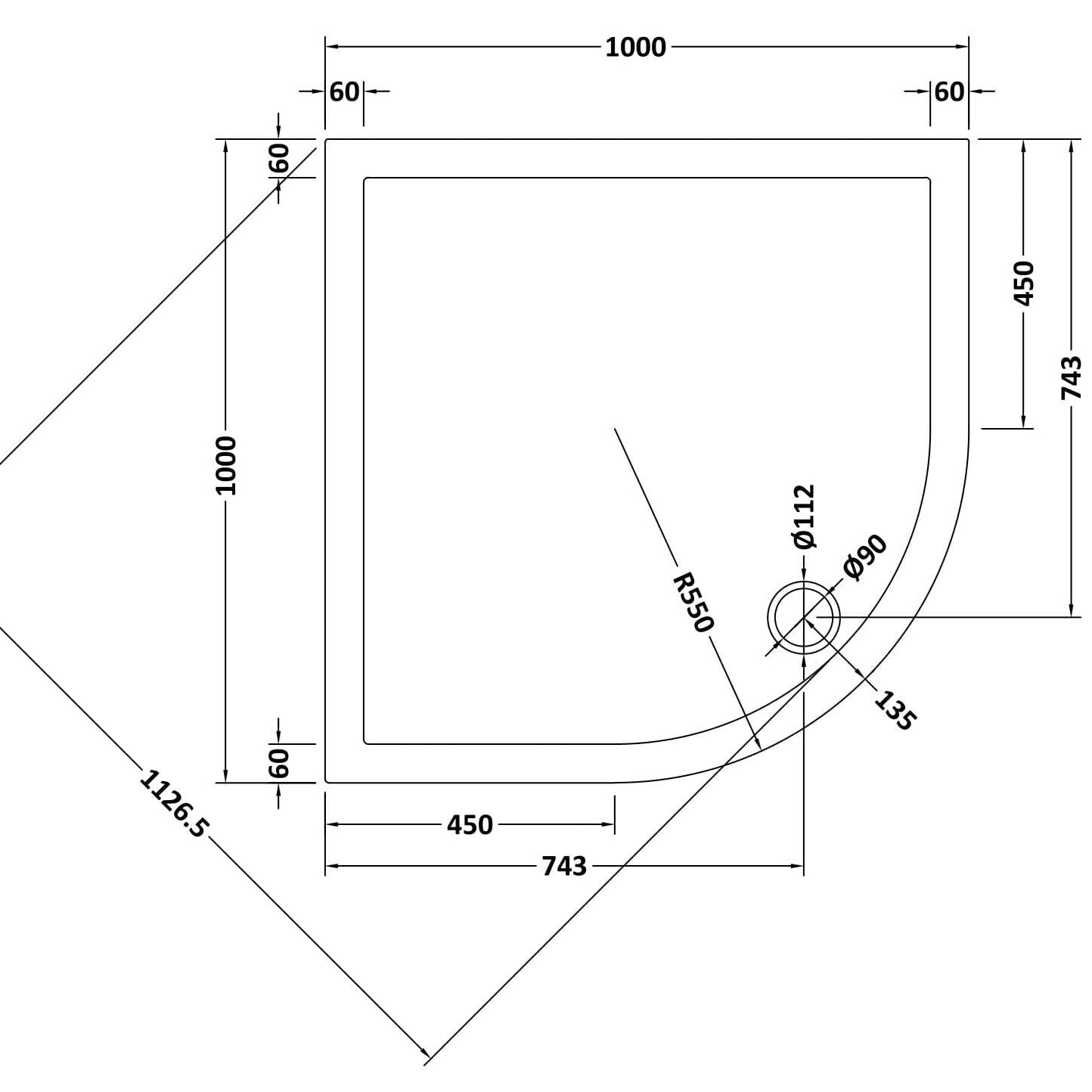 Alex Slimline Quadrant Shower Tray