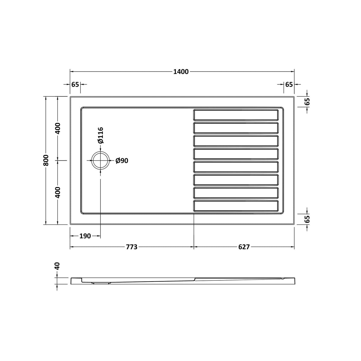 Bibe Slimline Rectangular Walk In Shower Tray