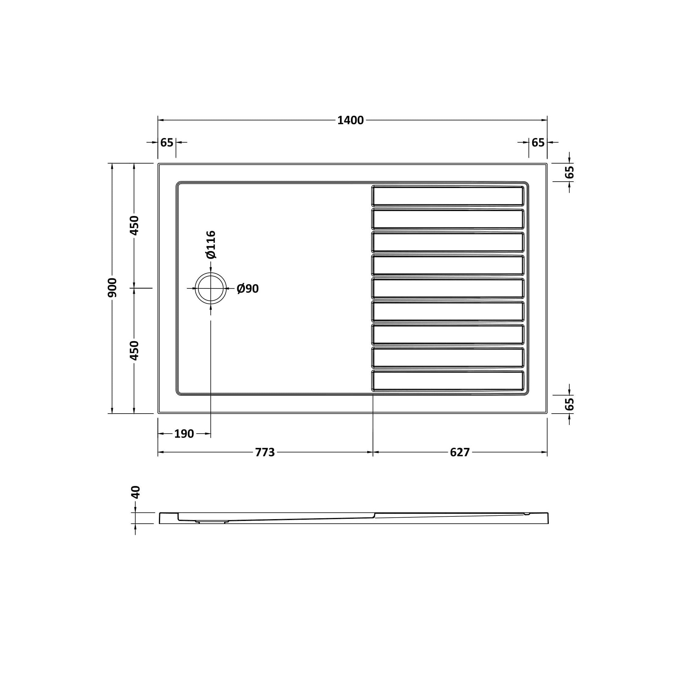 Bibe Slimline Rectangular Walk In Shower Tray