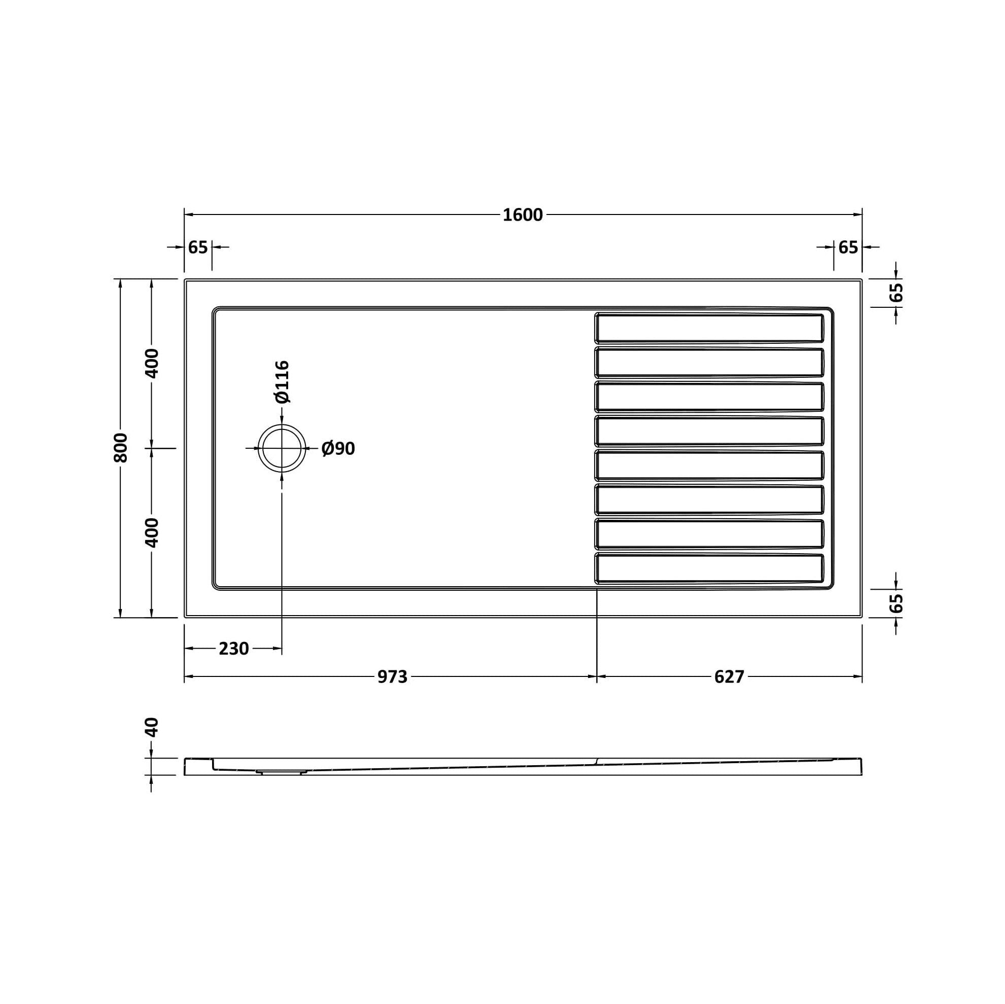 Bibe Slimline Rectangular Walk In Shower Tray