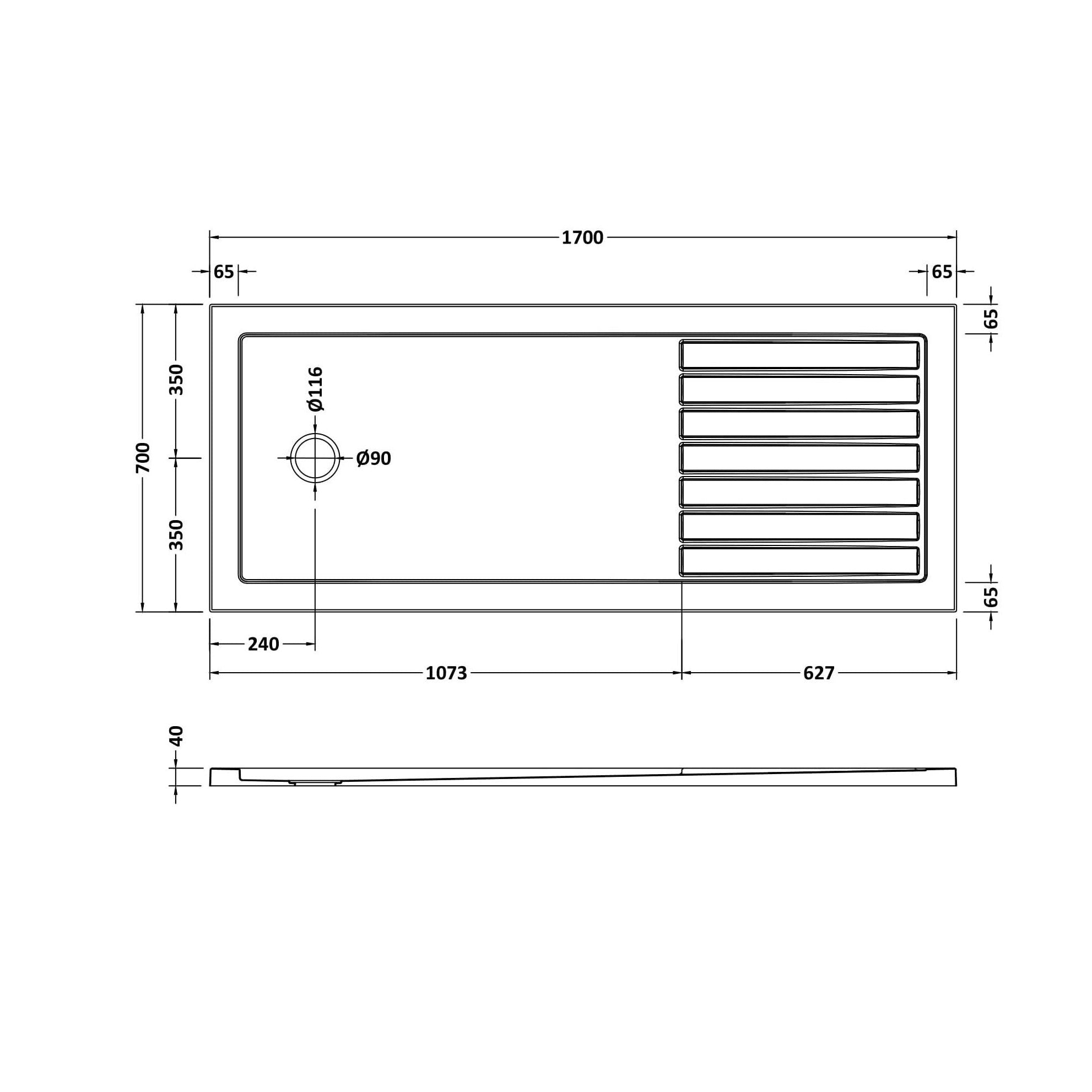 Bibe Slimline Rectangular Walk In Shower Tray