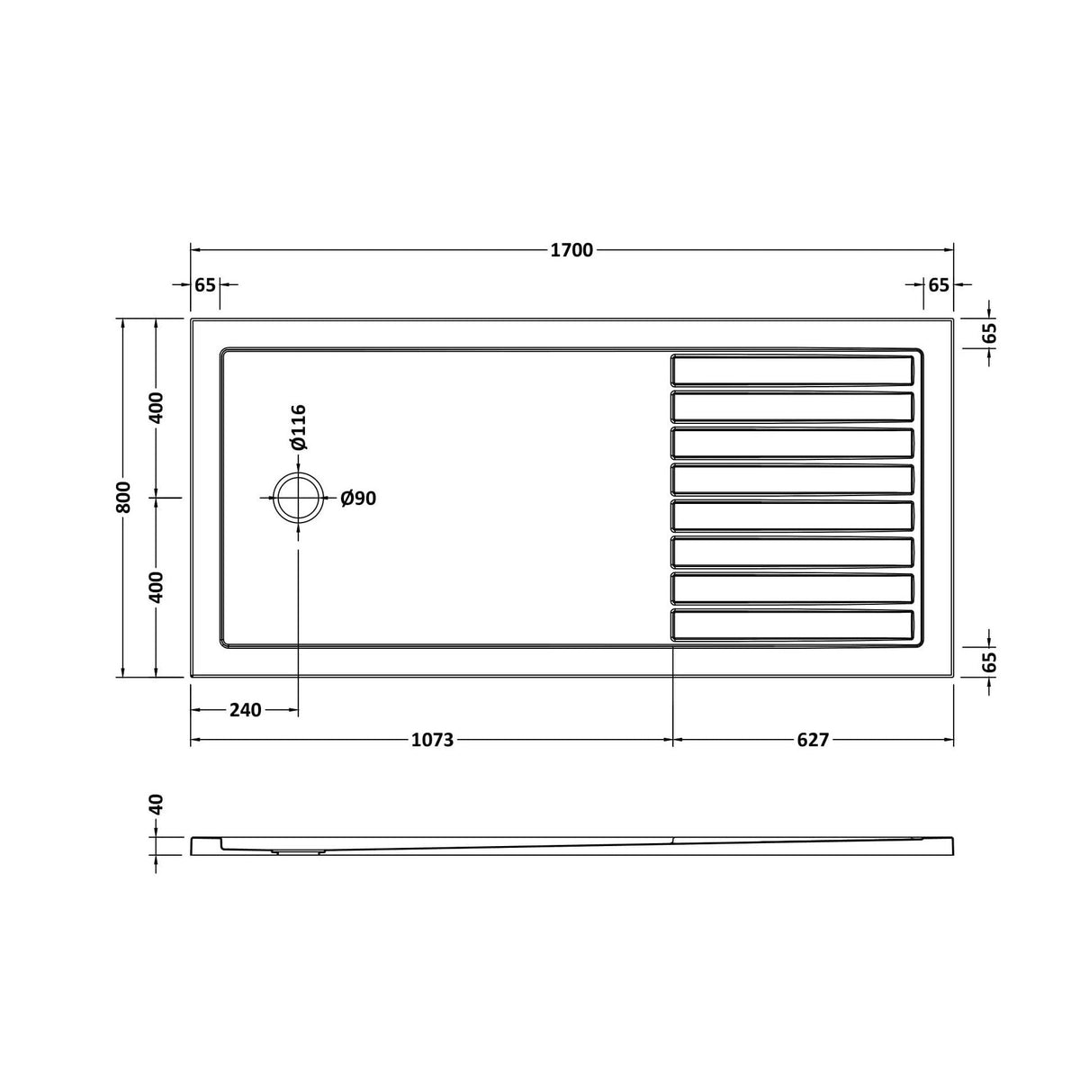 Bibe Slimline Rectangular Walk In Shower Tray