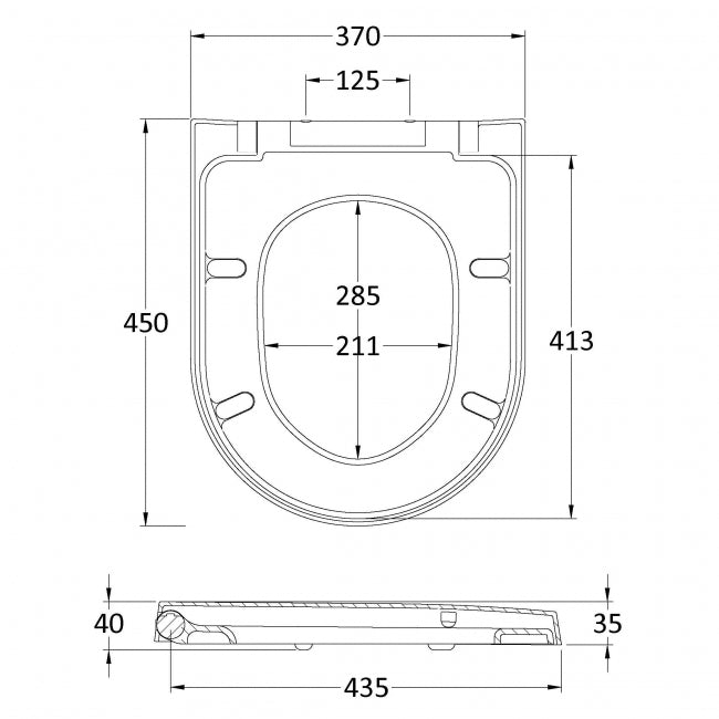Nio Modern D-Shaped Soft Close Toilet Seat - White