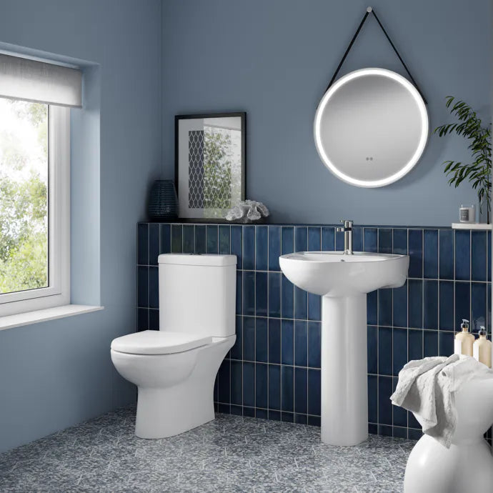Lawton Close Coupled Toilet with Push Button Cistern & Seat Options - White