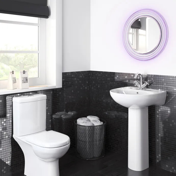 Lawton Close Coupled Toilet with Push Button Cistern & Seat Options - White