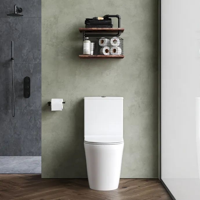Freya Flush To Wall Close Coupled Toilet with Soft Close Seat & Cistern - White