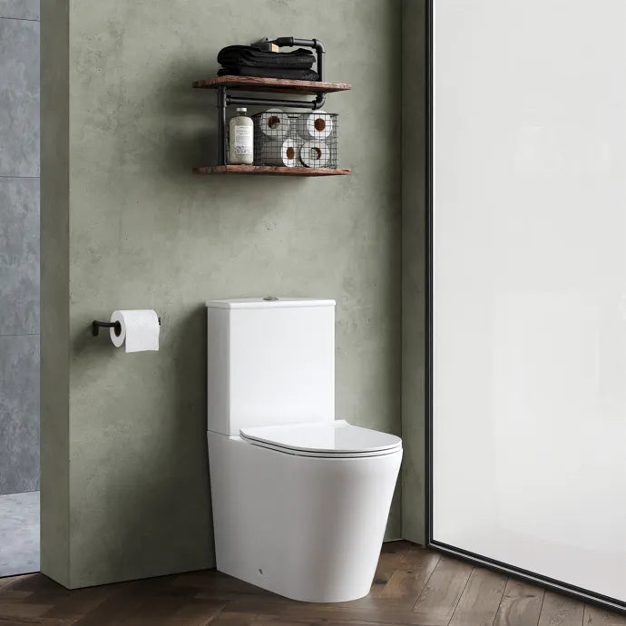 Freya Flush To Wall Close Coupled Toilet with Soft Close Seat & Cistern - White