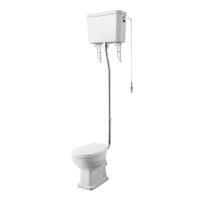 Carlton High Level Close Coupled Toilet with Cistern & Flush Pipe Kit - White