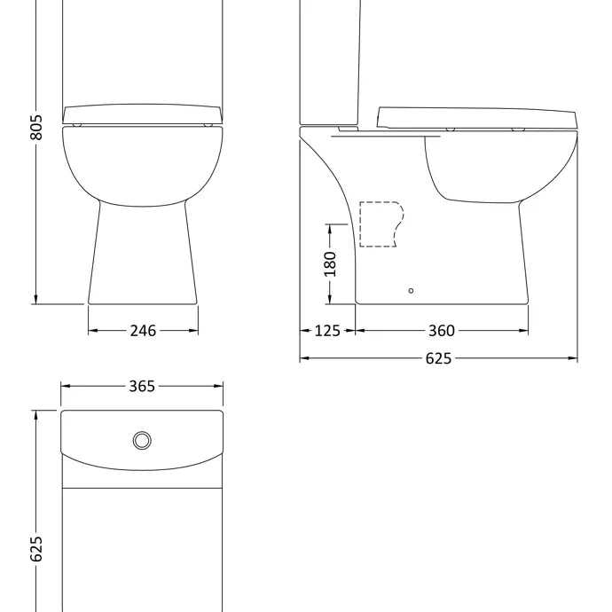 Lawton Close Coupled Toilet with Push Button Cistern & Seat Options - White