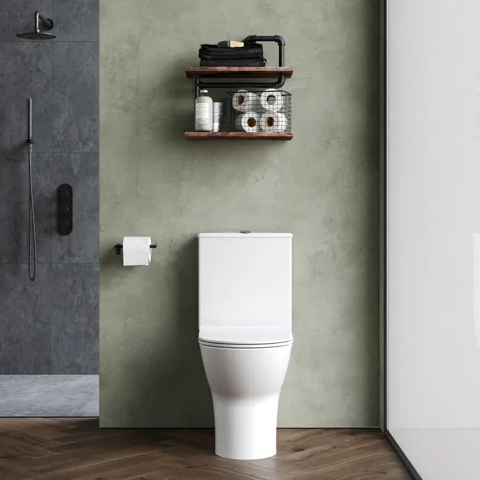 Freya Flush To Wall Close Coupled Toilet with Soft Close Seat & Cistern - White
