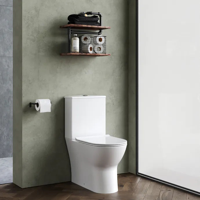 Freya Flush To Wall Close Coupled Toilet with Soft Close Seat & Cistern - White