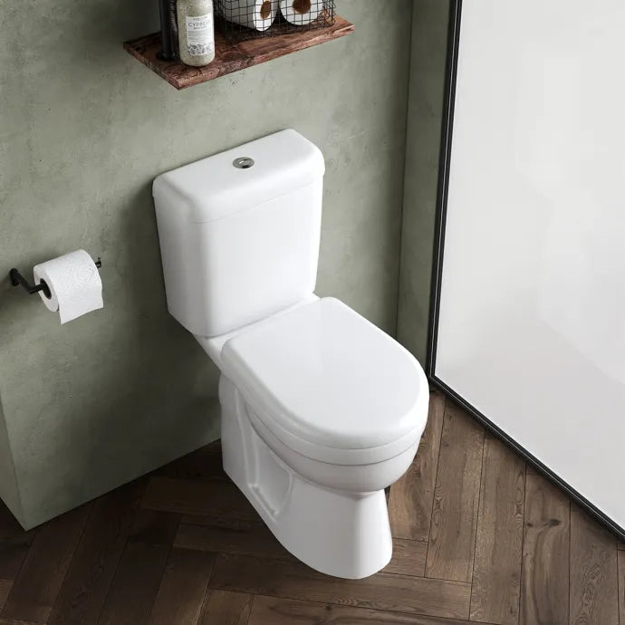 Doc M Packs Comfort Height Close Coupled Toilet with Standard Seat & Cistern - White