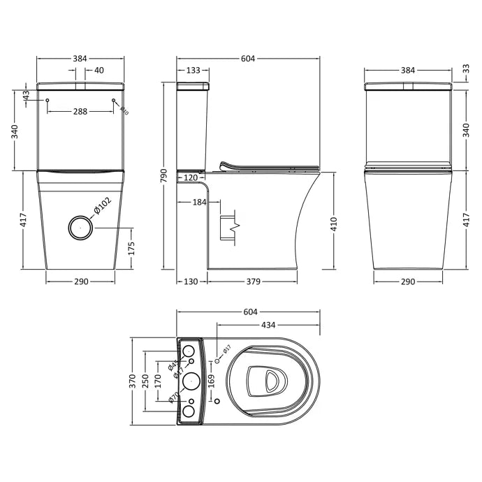 Freya Flush To Wall Close Coupled Toilet with Soft Close Seat & Cistern - White