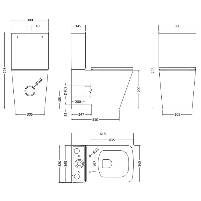 Orlen Close Coupled Toilet with Soft Close Seat & Cistern - White