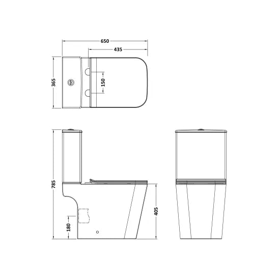 Orlen Rimless Close Coupled Toilet with Soft Close Seat & Push Button Cistern- White