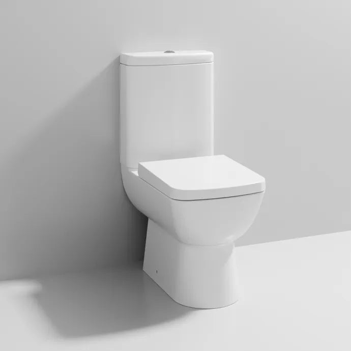 Ambrose Close Coupled Toilet with Push Button Cistern & Seat - White
