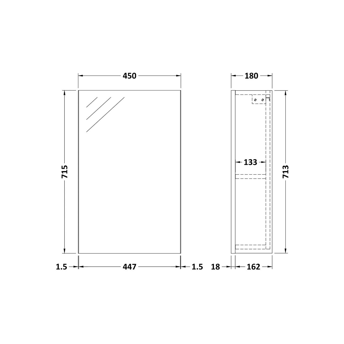 Linen Non Illuminated Mirror Cabinet