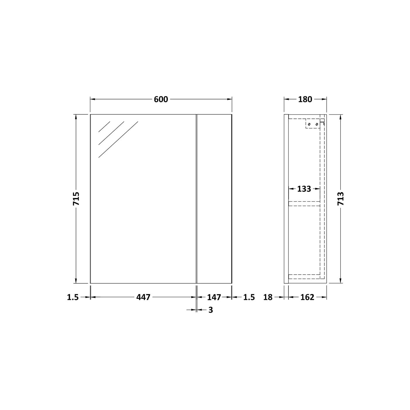Linen Non Illuminated Mirror Cabinet