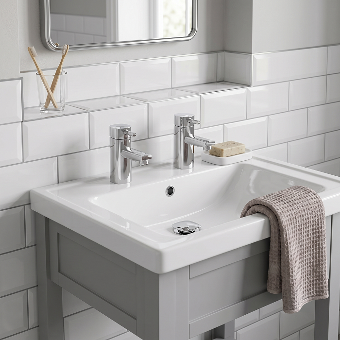 O'Neill Pair of Basin Pillar Taps - Chrome