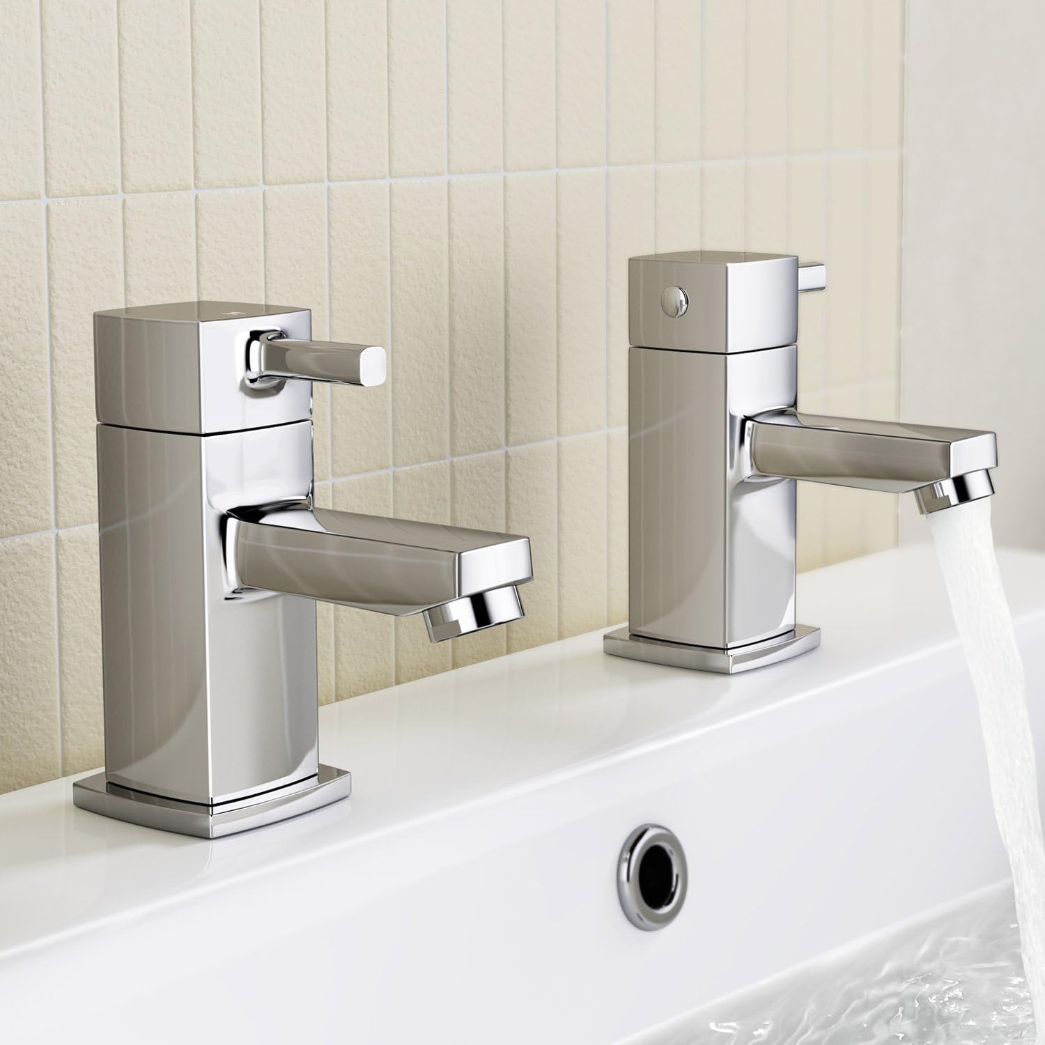 O'Neill Pair of Basin Pillar Taps - Chrome