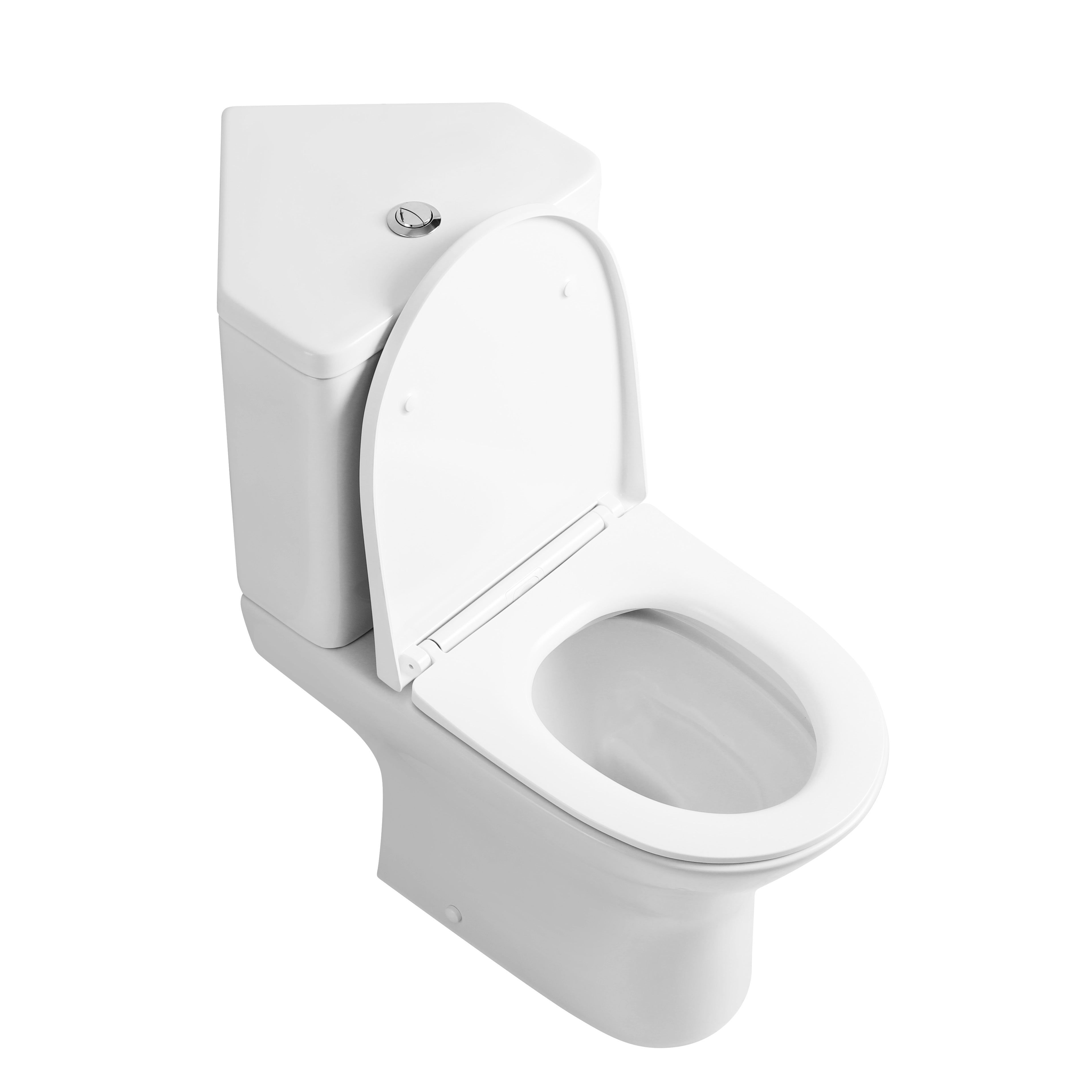 Palma Corner Close Coupled Toilet with Cistern & Soft Close Seat Options - White