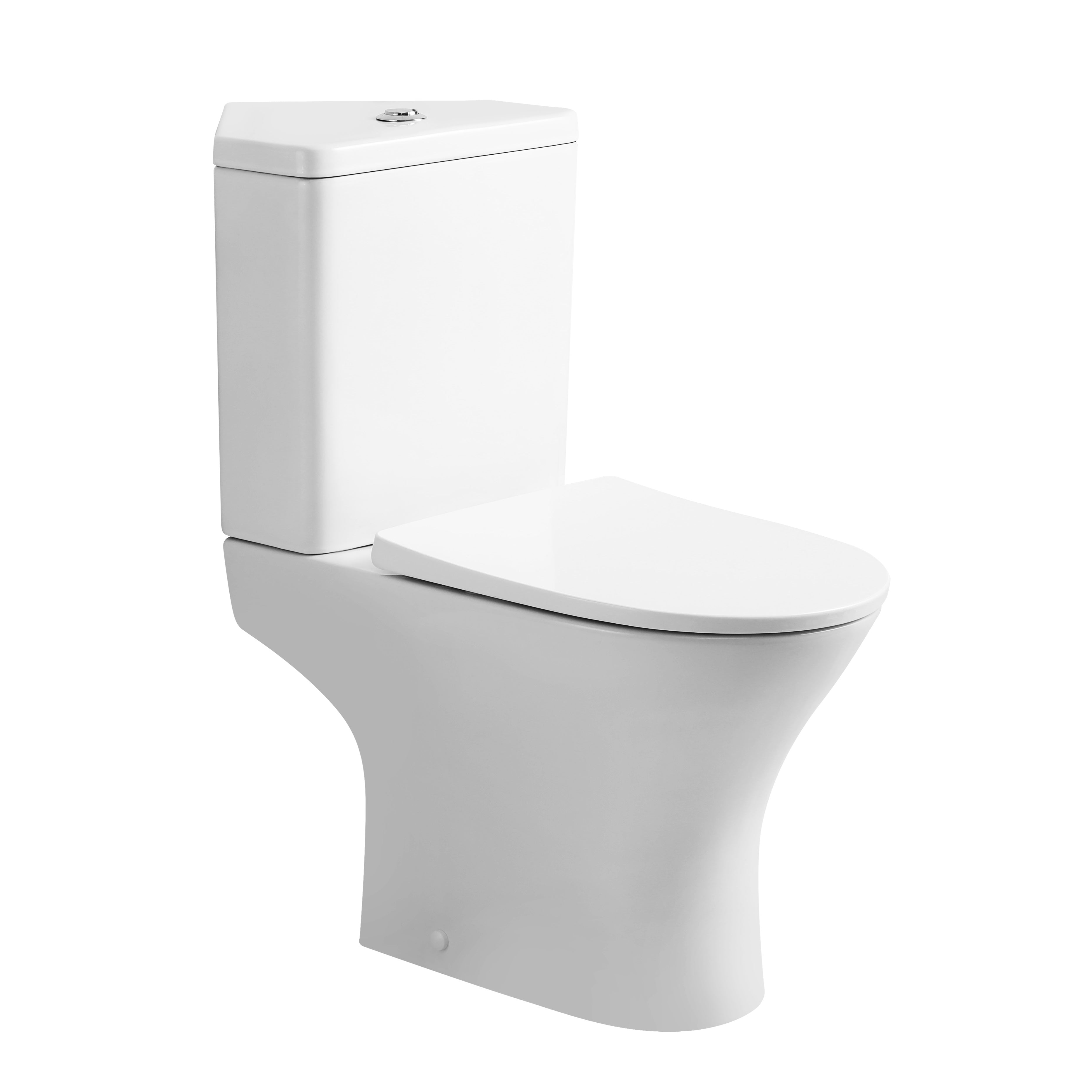 Palma Corner Close Coupled Toilet with Cistern & Soft Close Seat Options - White