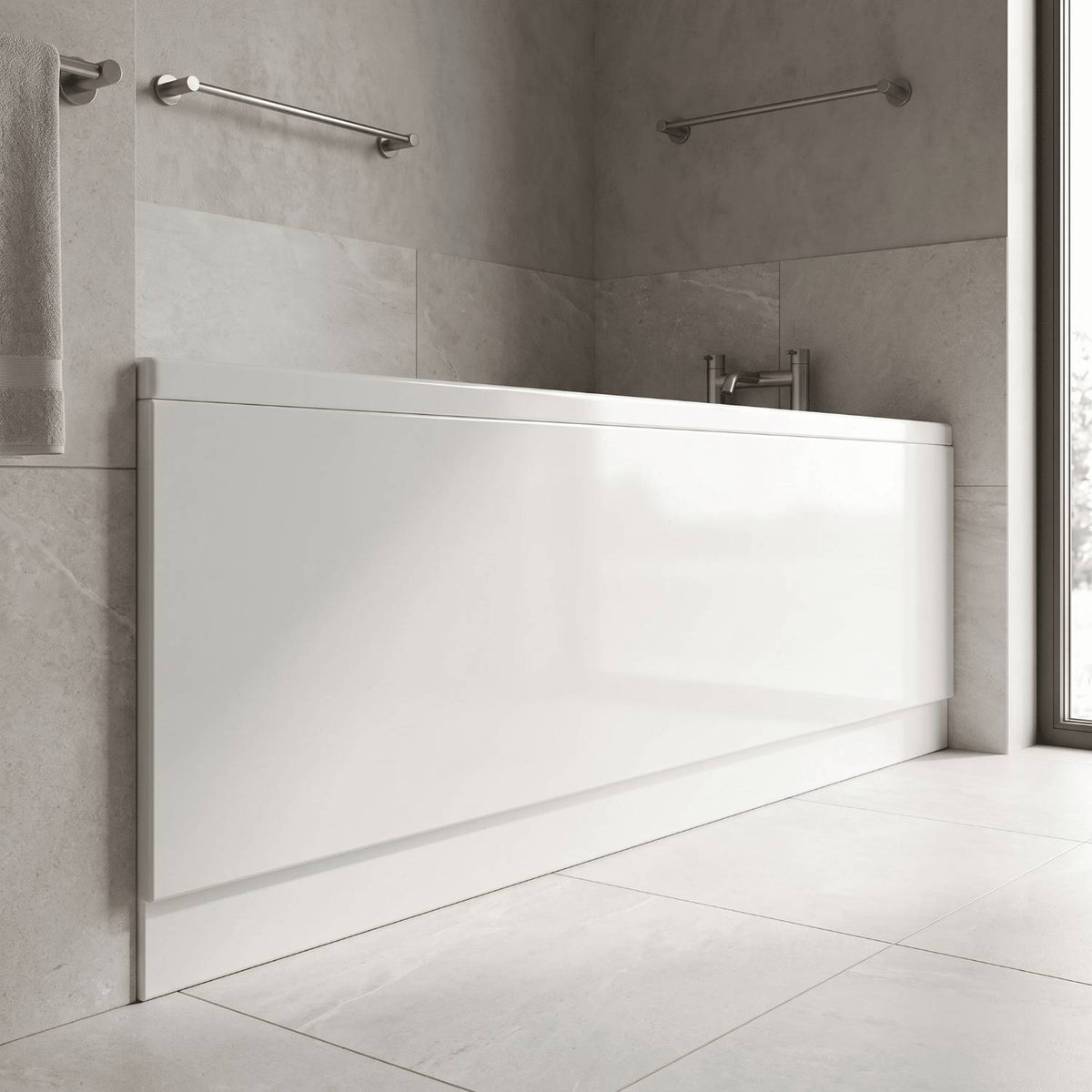 Cove Acrylic Straight Front Bath Panel - European White