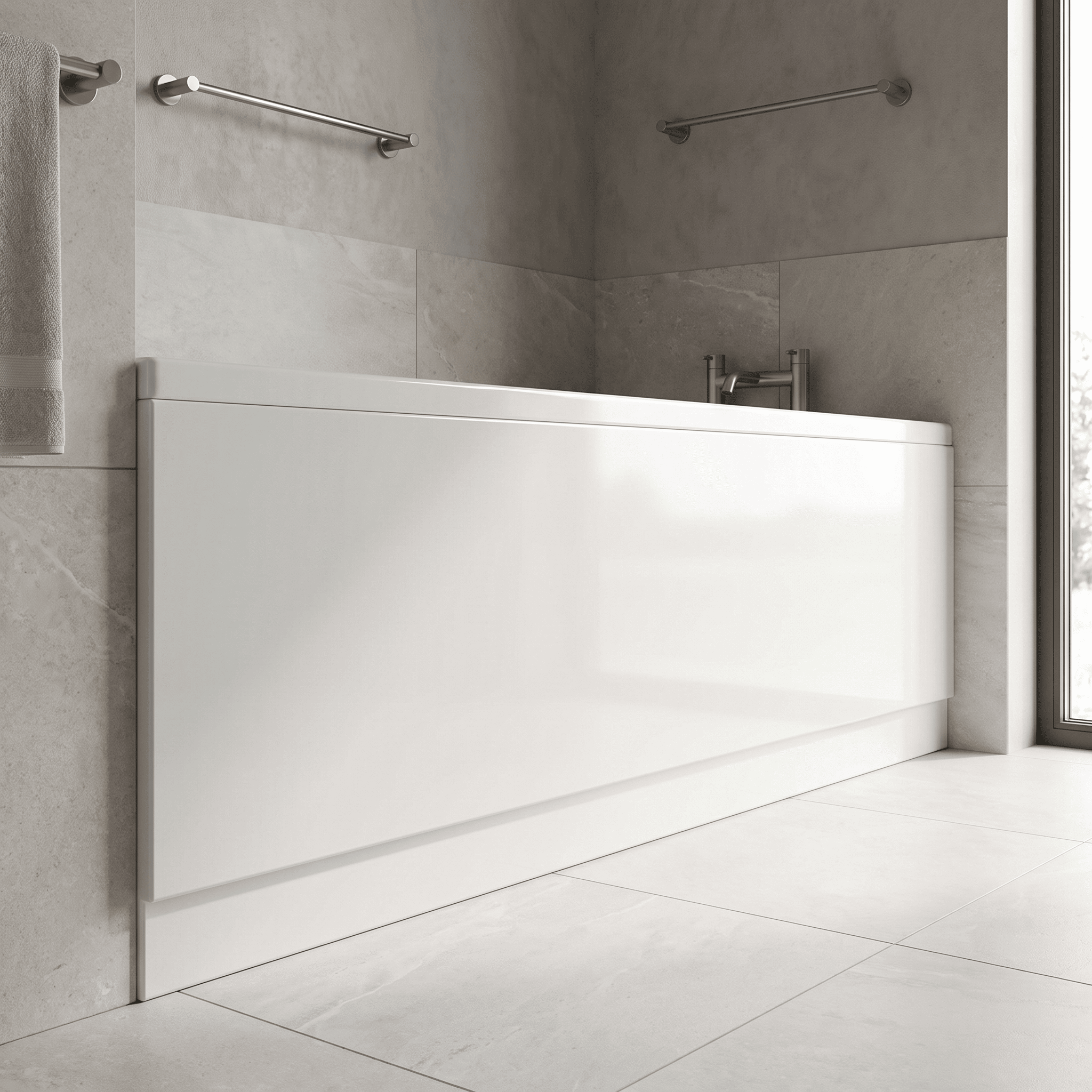 Cove Acrylic Front Bath Panel - European White