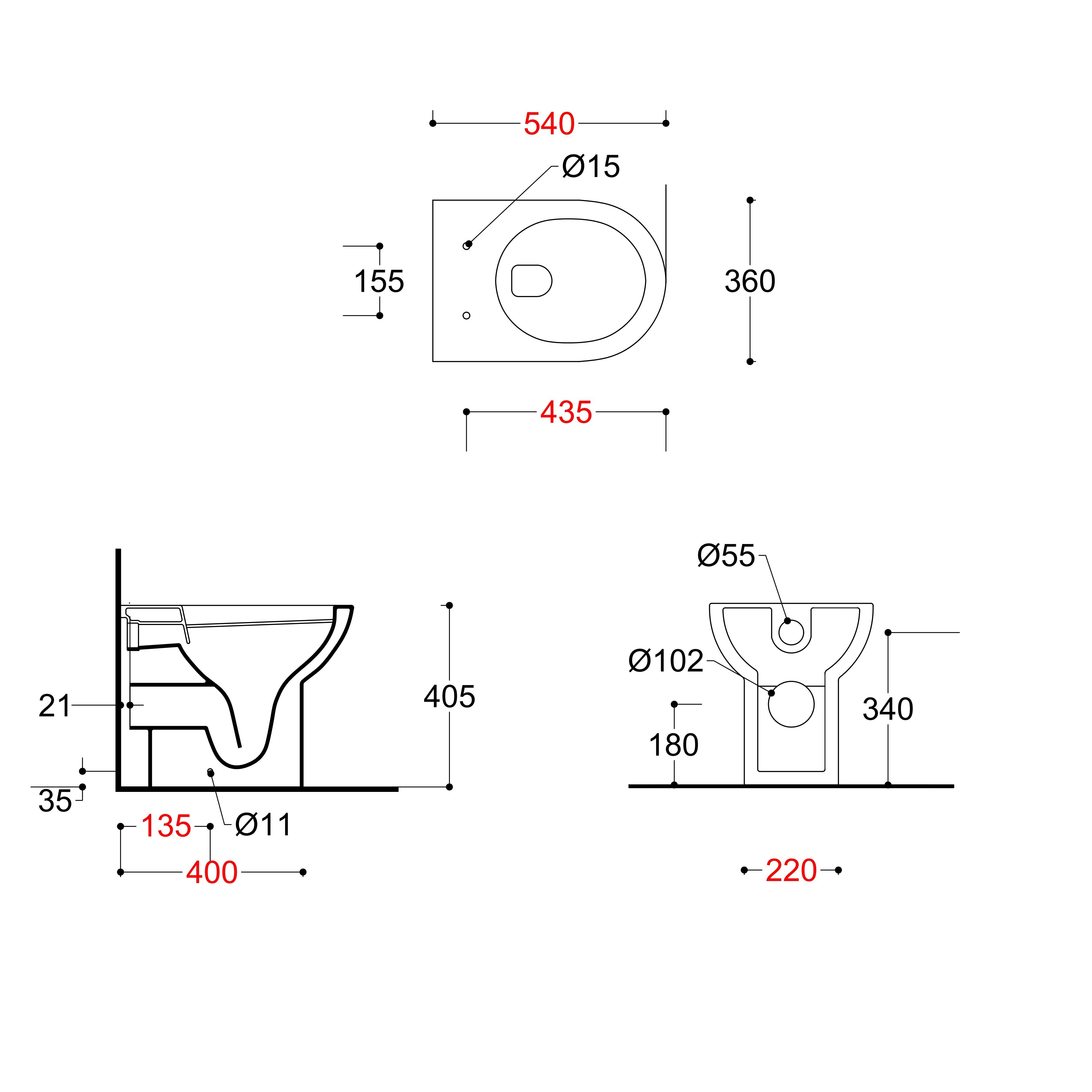 Home4Less Sleek Back to Wall Toilet with Soft Close Seat - White