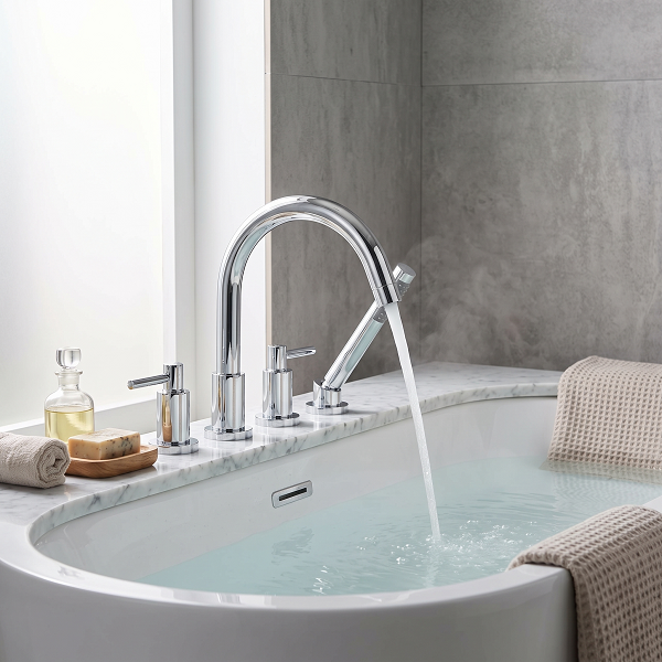 Meander Dual Lever 4 Hole Bath Shower Mixer Tap With Handset - Chrome