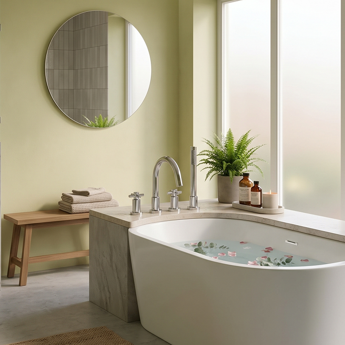Meander Crosshead 4 Hole Bath Shower Mixer Tap With Handset - Chrome
