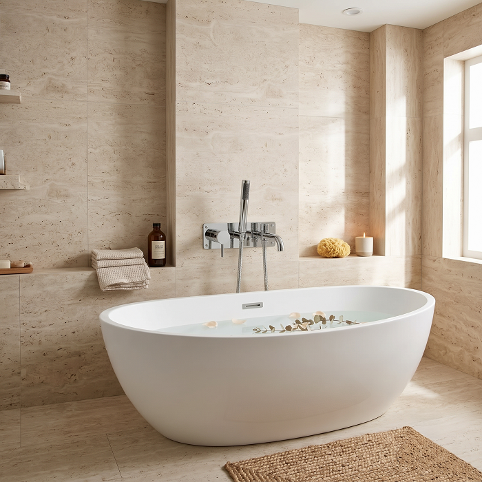 Meander 2-Hole Wall Mounted Bath Shower Mixer Tap - Chrome