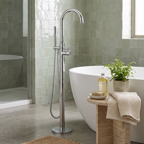 Meander Single Lever Freestanding Bath Shower Mixer Tap - Chrome