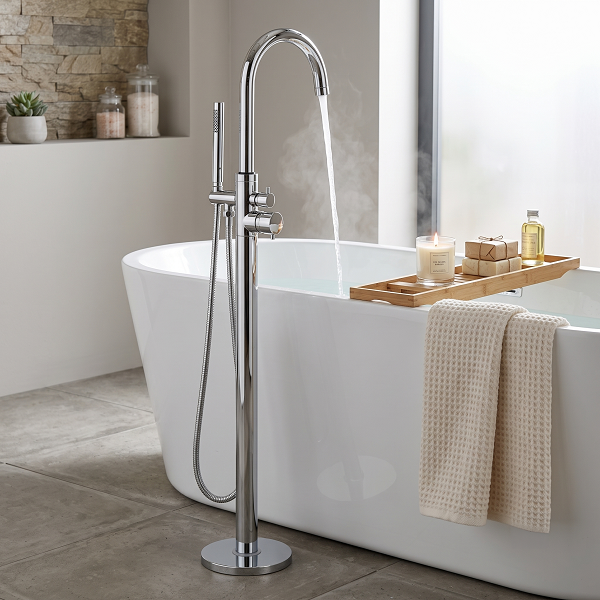 Meander Single Lever Freestanding Bath Shower Mixer Tap - Chrome