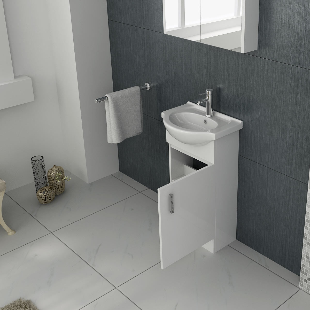 VeeBath Cove 400mm 1 Door Cloakroom Floorstanding Vanity Unit With Basin