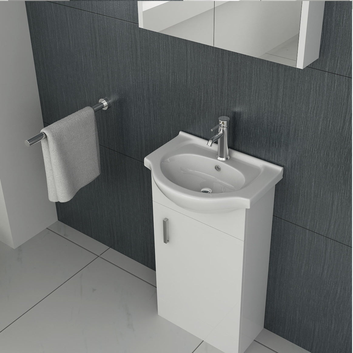 VeeBath Cove 400mm 1 Door Cloakroom Floorstanding Vanity Unit With Basin