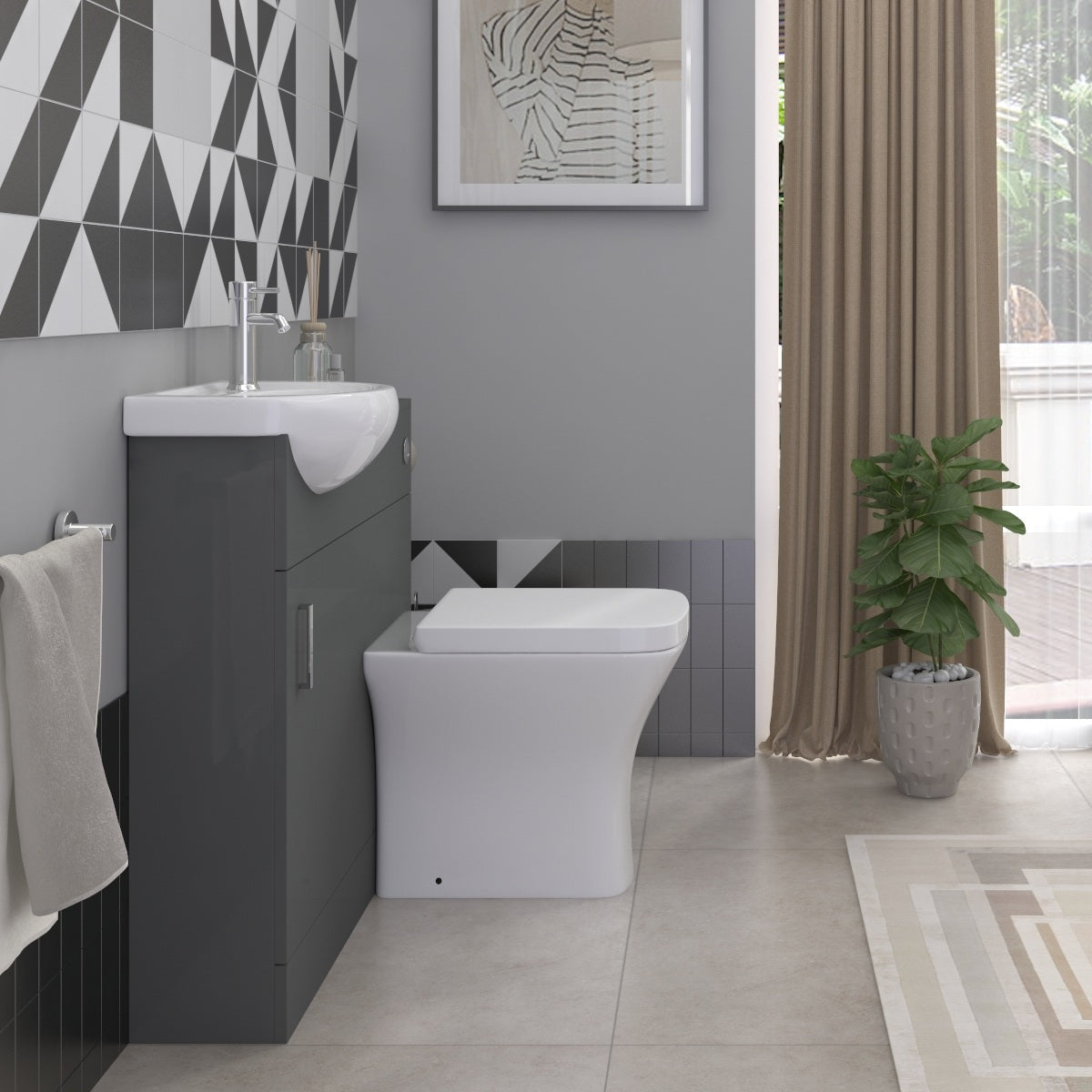 VeeBath Cove 400mm 1 Door Cloakroom Floorstanding Vanity Unit With Basin