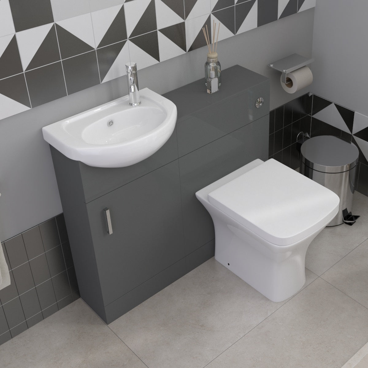 VeeBath Cove 400mm 1 Door Cloakroom Floorstanding Vanity Unit With Basin