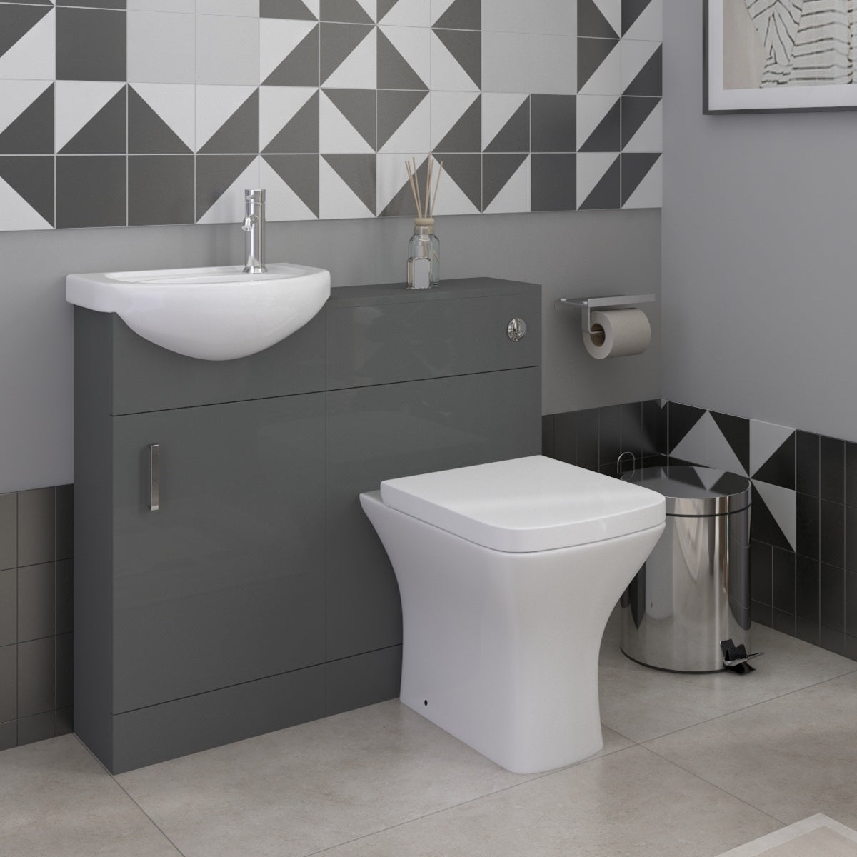 VeeBath Cove 400mm 1 Door Cloakroom Floorstanding Vanity Unit With Basin