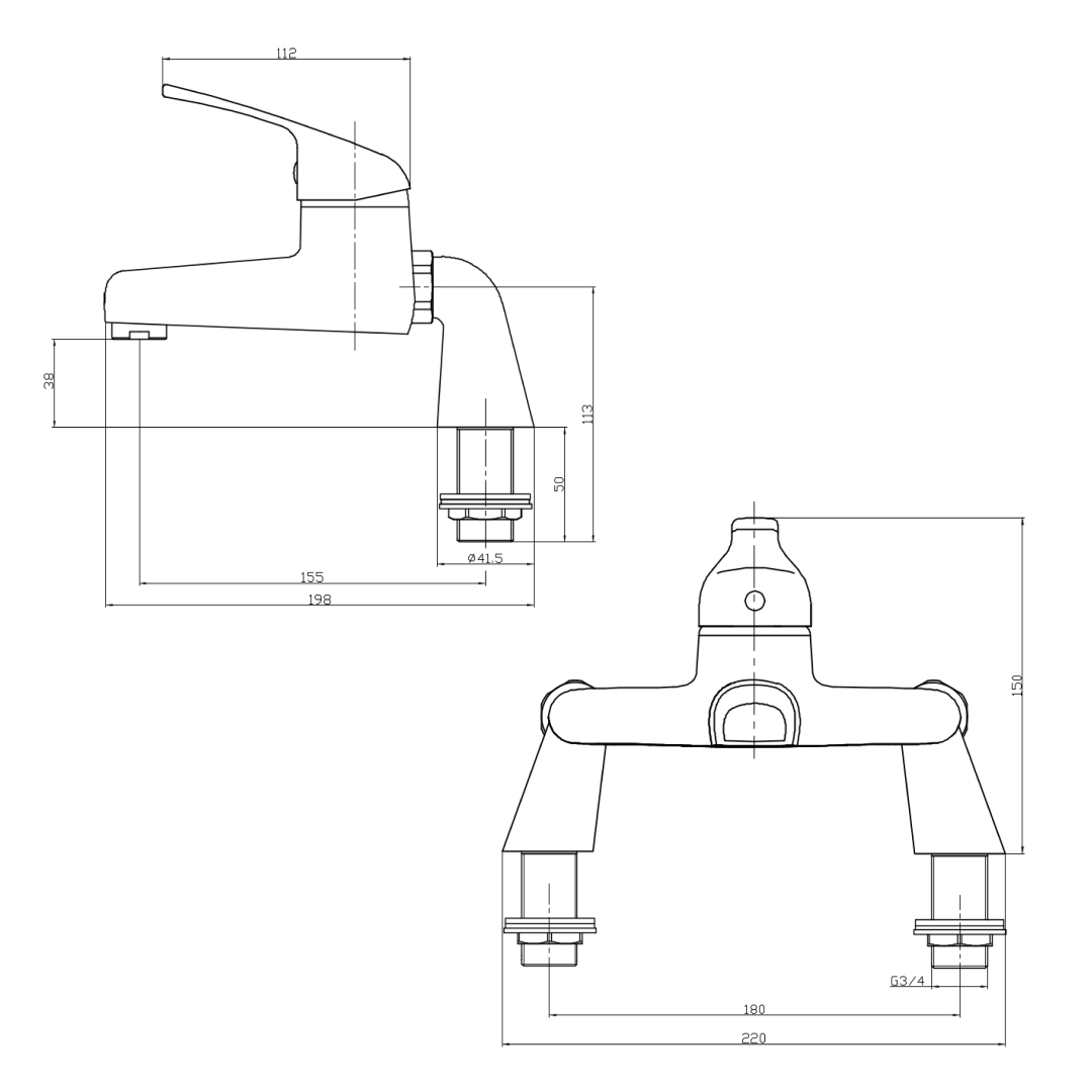 Prima Bath Filler Tap - Chrome
