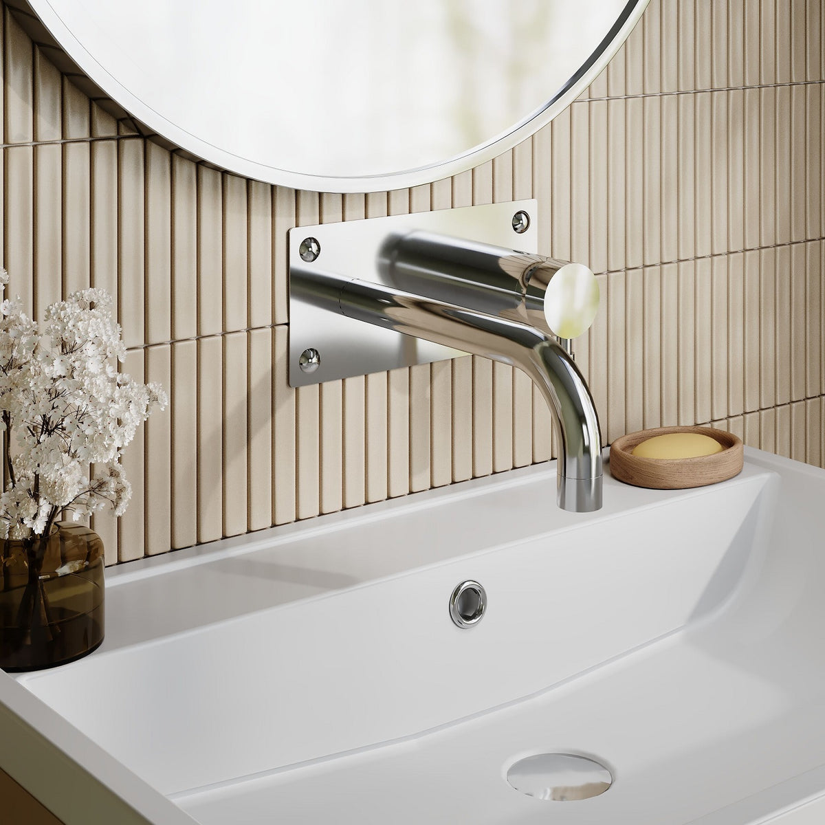 Meander Tec Single Lever Wall Mounted Basin/Bath Filler Tap