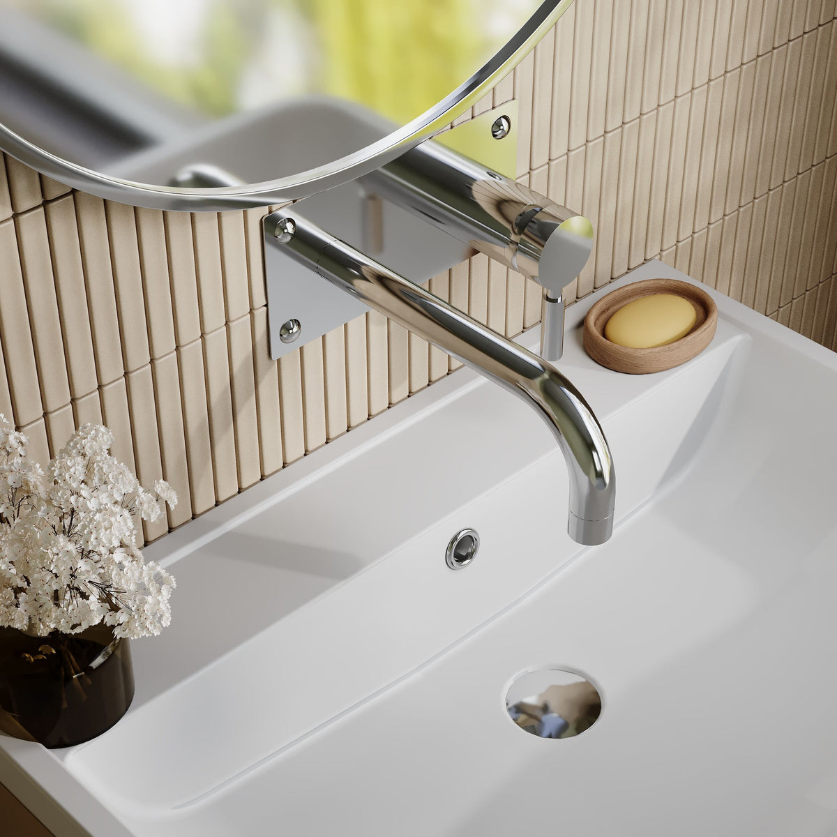 Meander Tec Single Lever Wall Mounted Basin/Bath Filler Tap