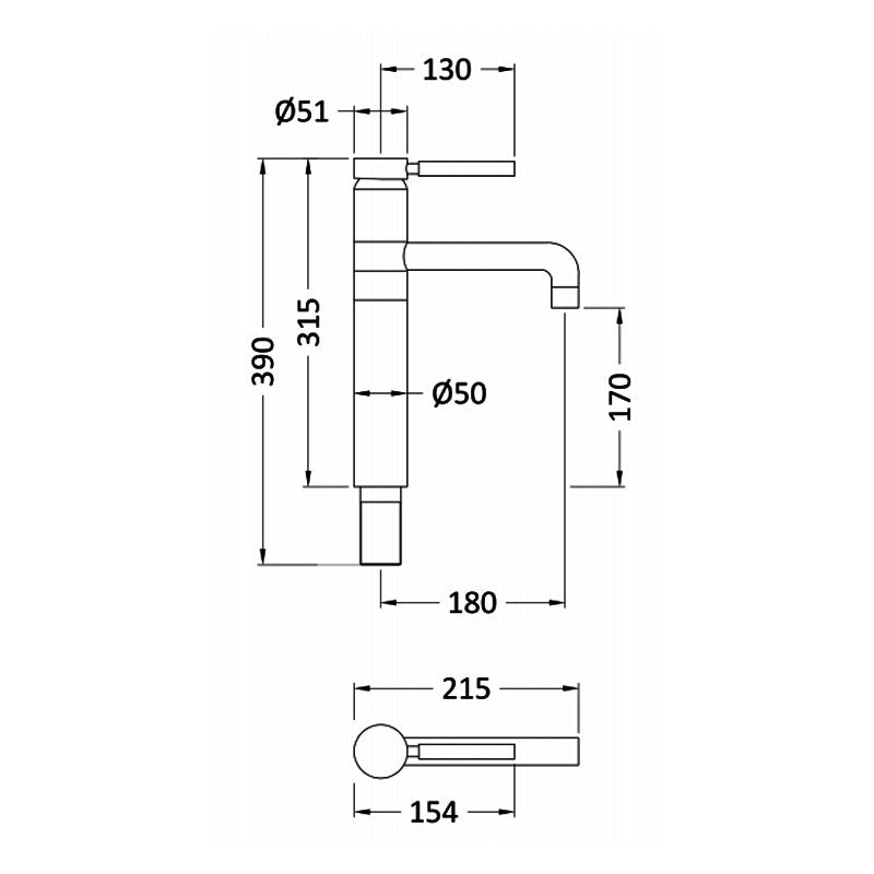 Meander Tec Tall Basin Mixer Tap