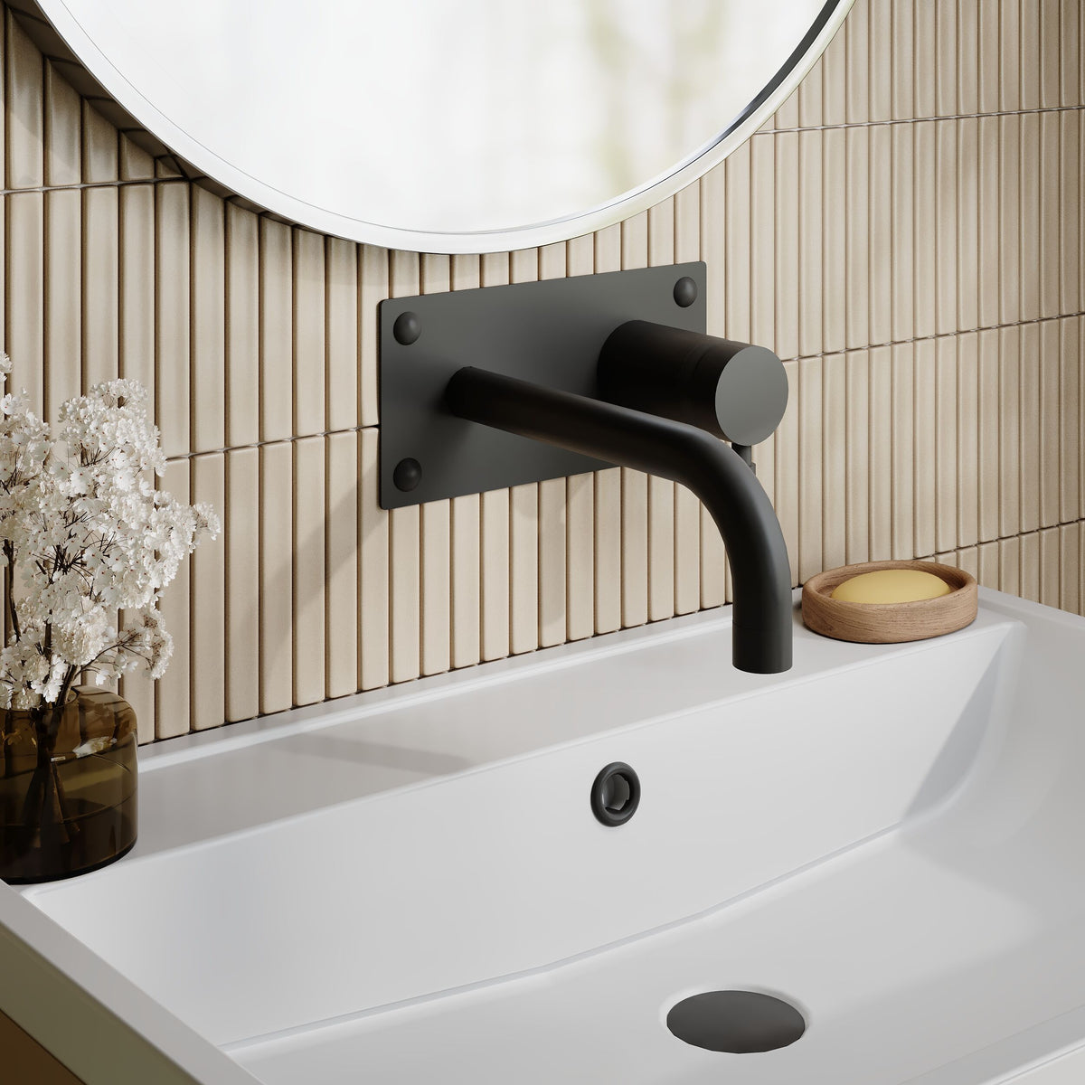 Meander Tec Single Lever Wall Mounted Basin/Bath Filler Tap