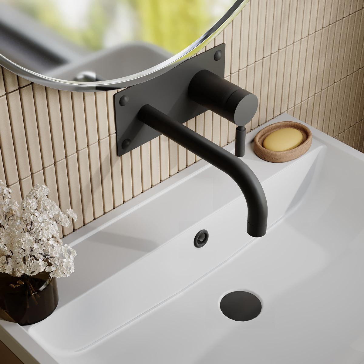 Meander Tec Single Lever Wall Mounted Basin/Bath Filler Tap